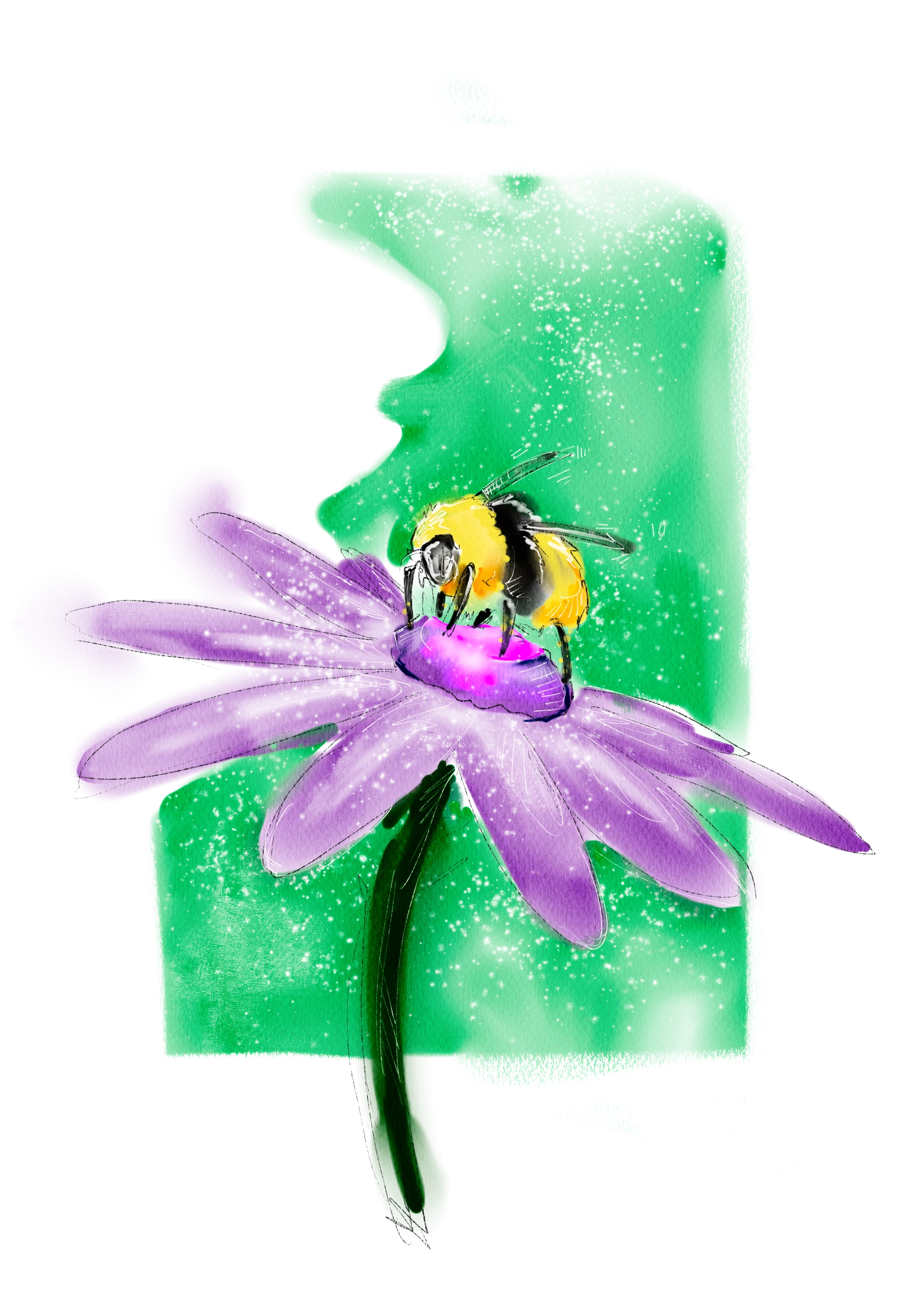 Bee Flower — Digital Painting by Gary Keeler
